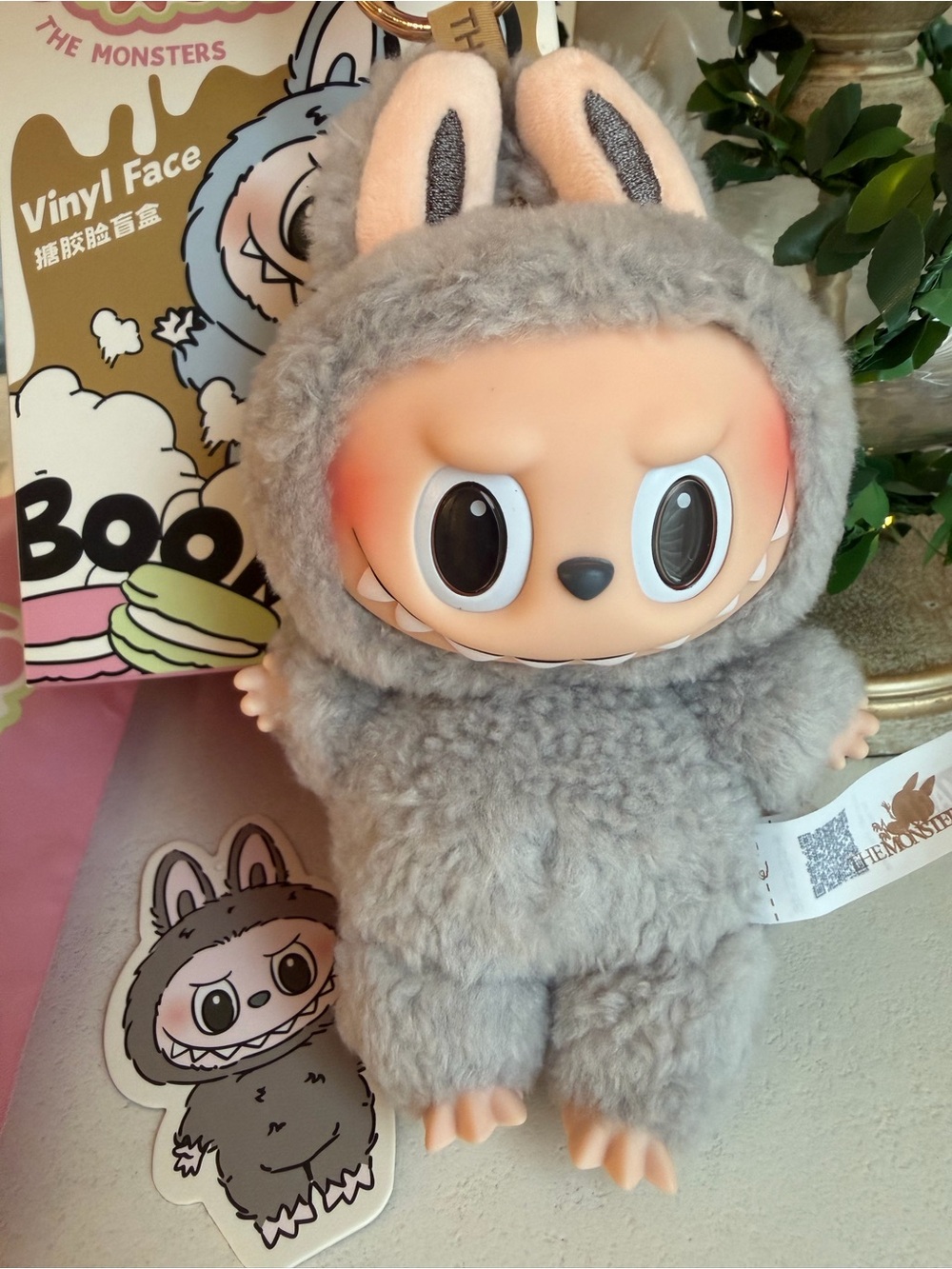 Pop Mart Exciting Macaron Labubu Plush Pendant “Sesame Bean”